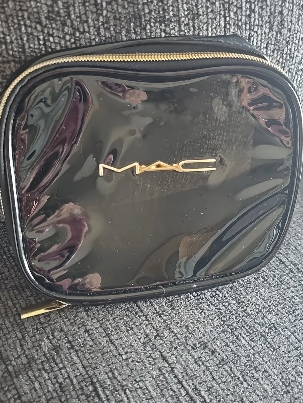 MAC Cosmetics Black Gloss Cosmetic Case with Gold Logo